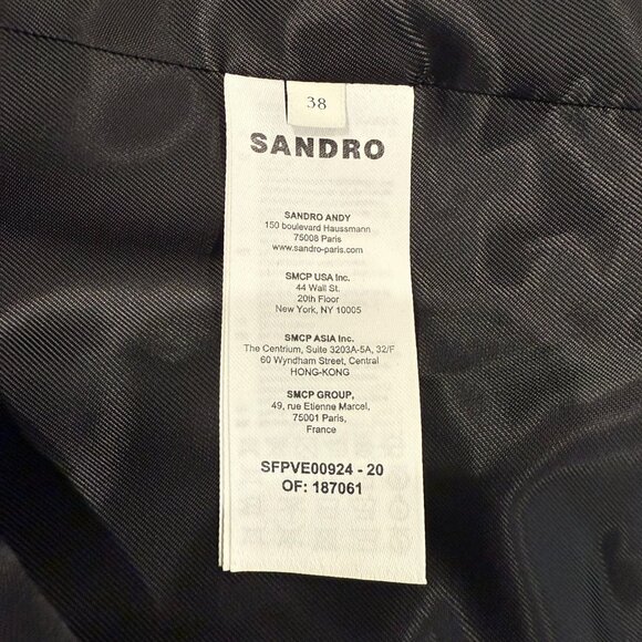 Sandro Velvet Blazer Jacket Black NWOT Size 38 US 10 - Picture 6 of 7